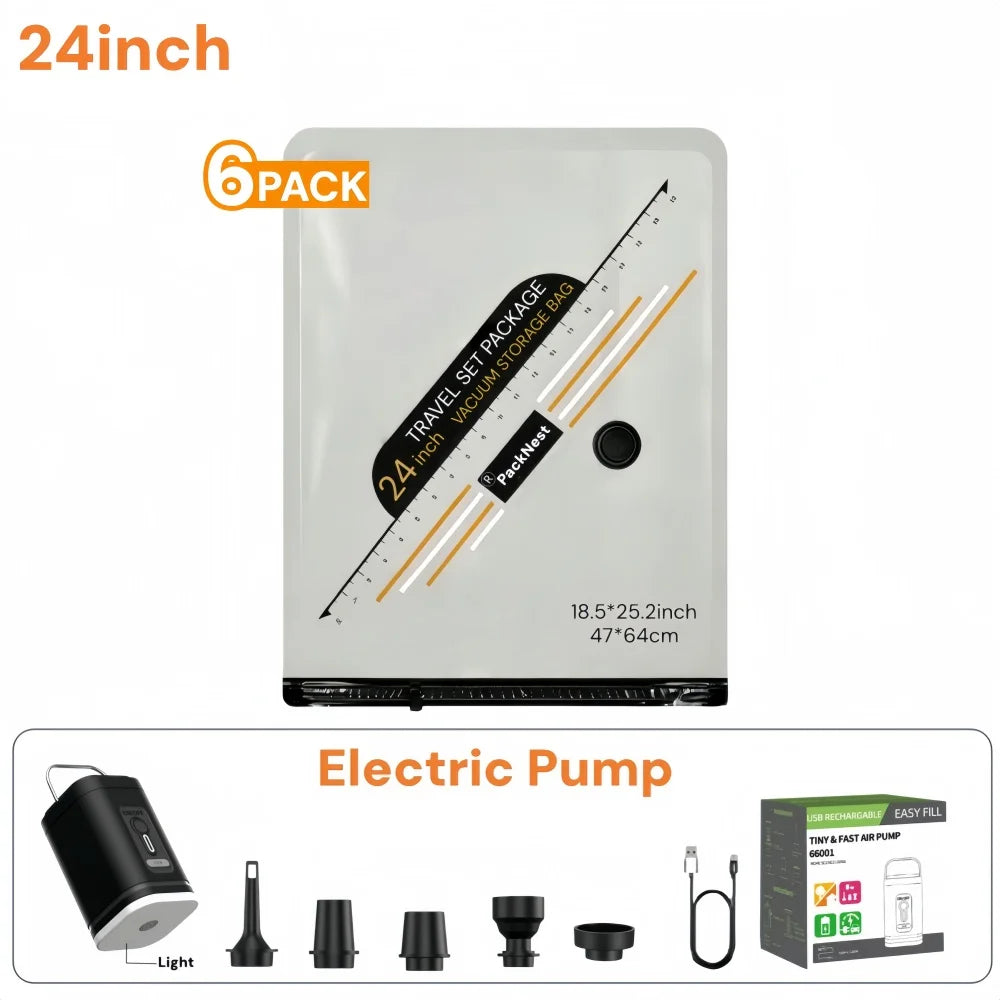 Vacuum Bags for Travel Set with Electric Pump,Compression Space Saver Packing Bags for Luggage Suitcase Clothing Storage Bag