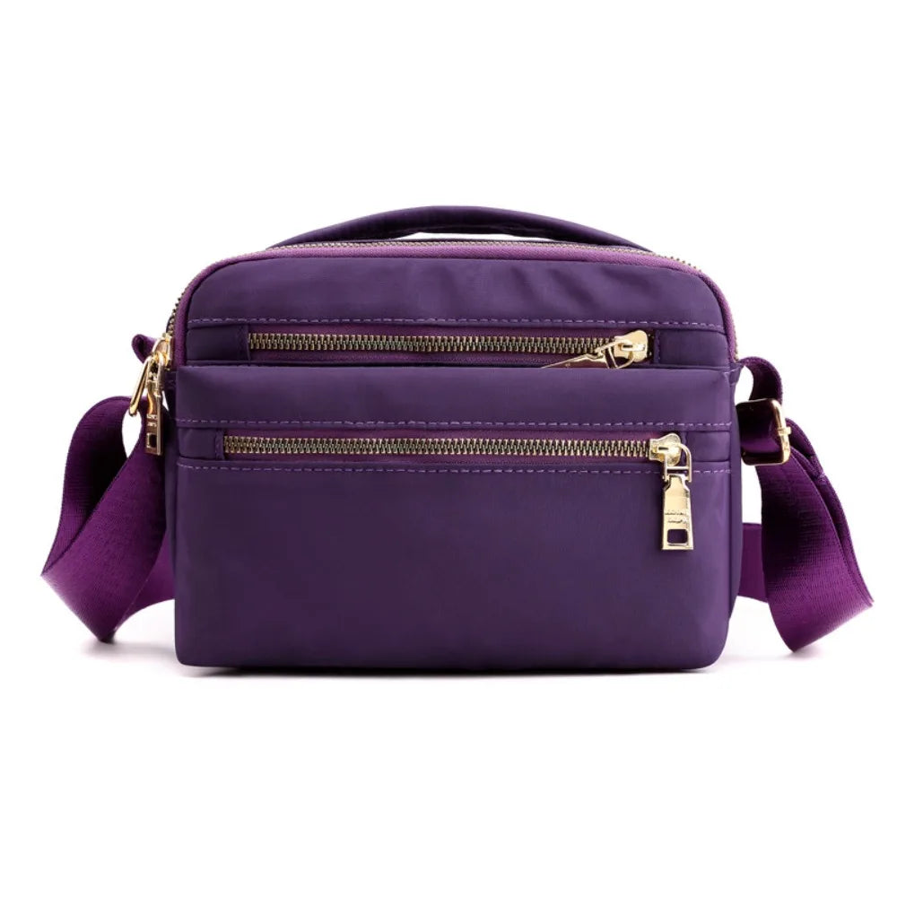 Casual Multi Layer Nylon Crossbody Bag Zipper Canvas Women Backpack Korean Style Waterproof Oxford Shoulder Bag Travel