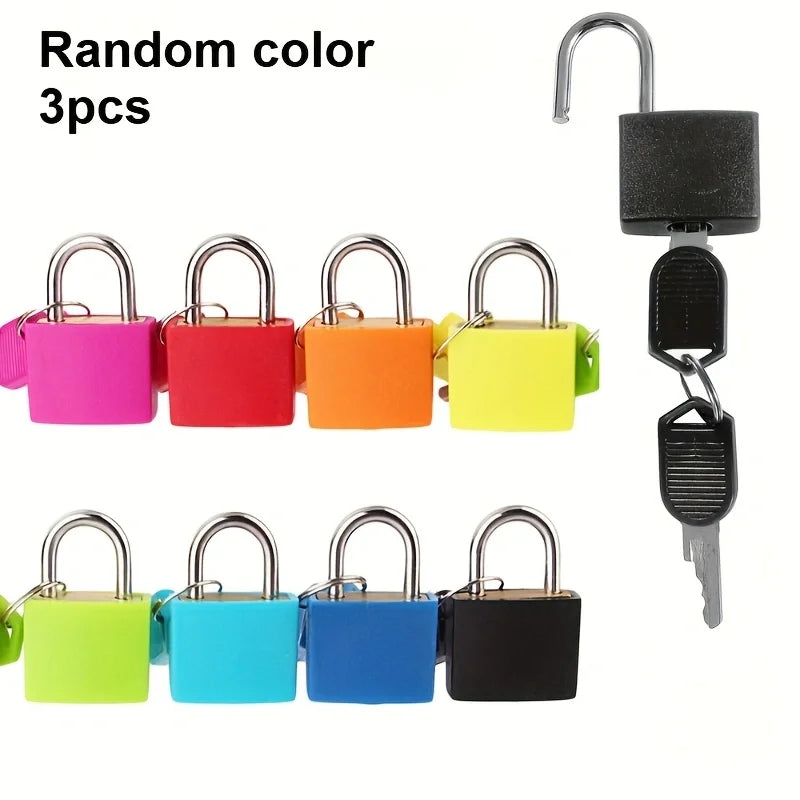 3/6Pcs Mini Colorful Padlock with 2 Keys Small Suitcase Lock Luggage Bag Drawer Cabinet Backpack Locks