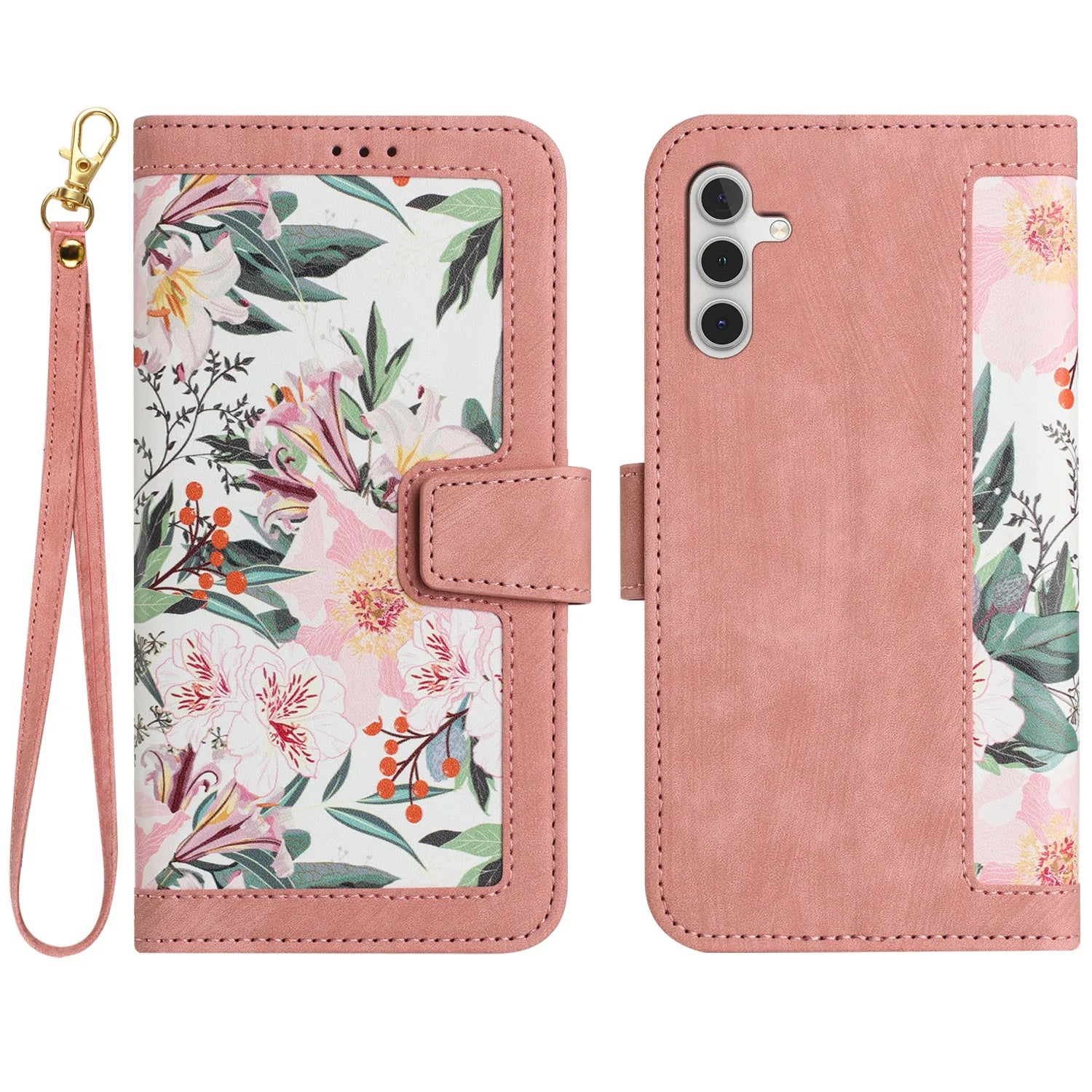 Luxury Flower Pattern Magnetic Flip Leather Case for Galaxy S25 Ultra S20 FE S21 S22 S23 S24 S25 Plus S25 Edge Slim Wallet Case