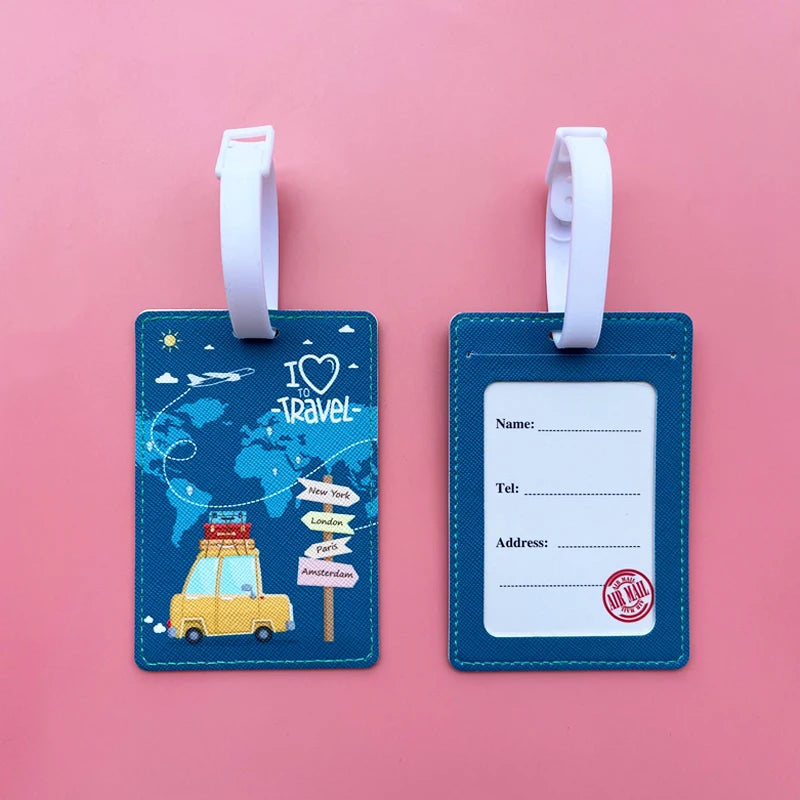 2pcs/Set Passport Holder Luggage Tag Travel Passport Protective Cover Suitcase Label Name ID Address Holder Travel Accessories
