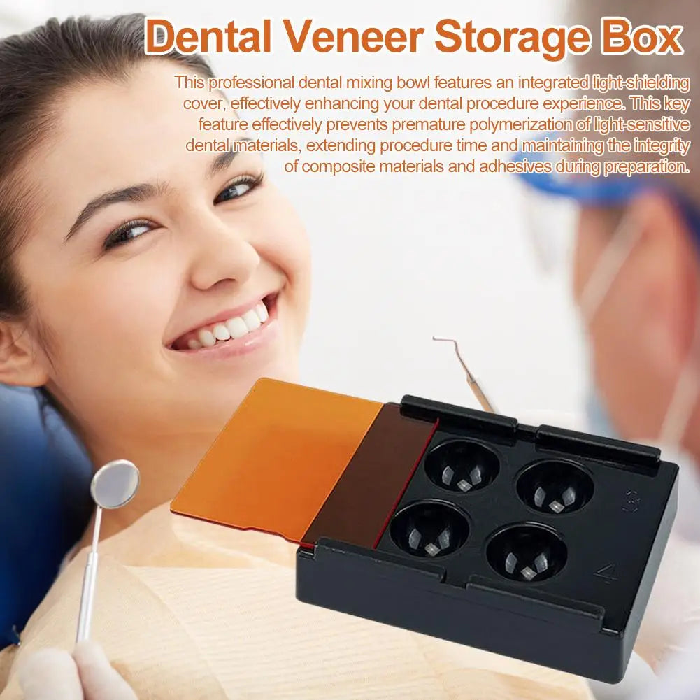 4 Holes Dental Shading Light Box Composite Resin Mixing Well Light-proof Storage Hading Color Toning Case Dentist Material