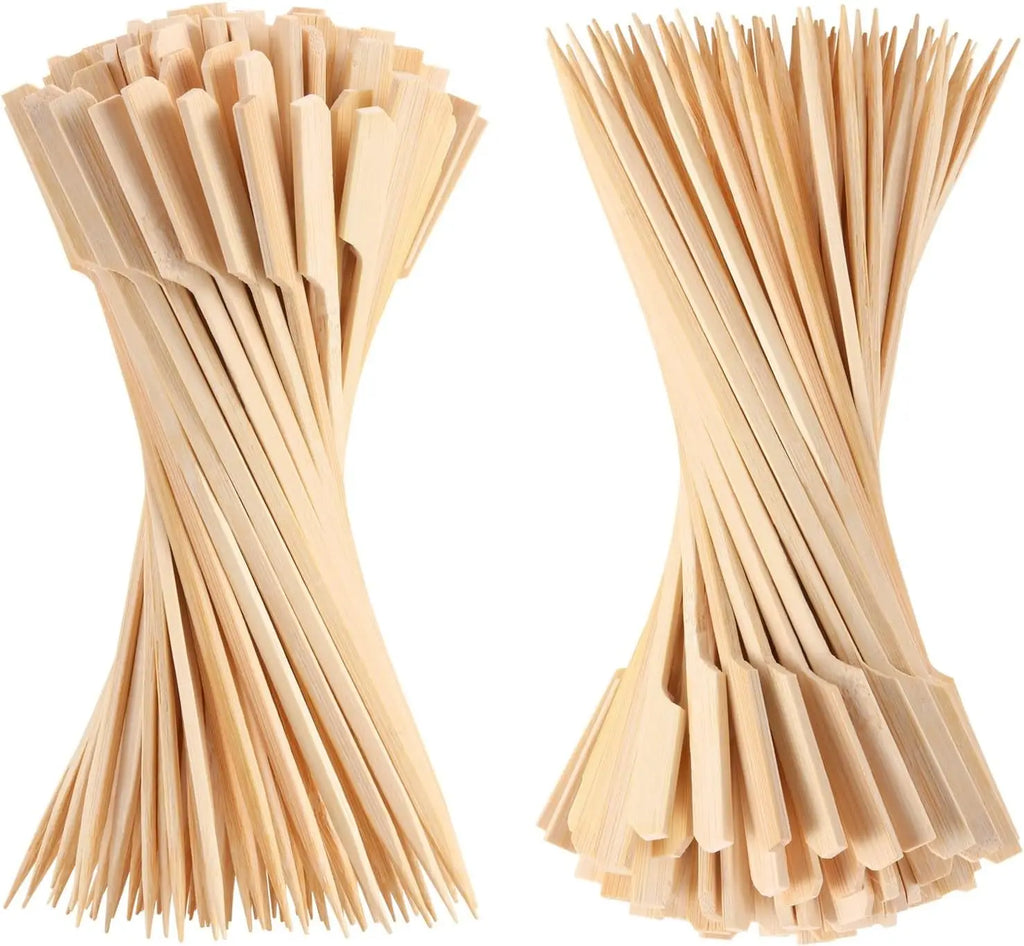 50/100pcs Bamboo Skewers Cocktail Picks for Appetizers Wooden 4.7 IN Sandwich Hamburger Skewers Disposable Fruits BBQ Food Forks