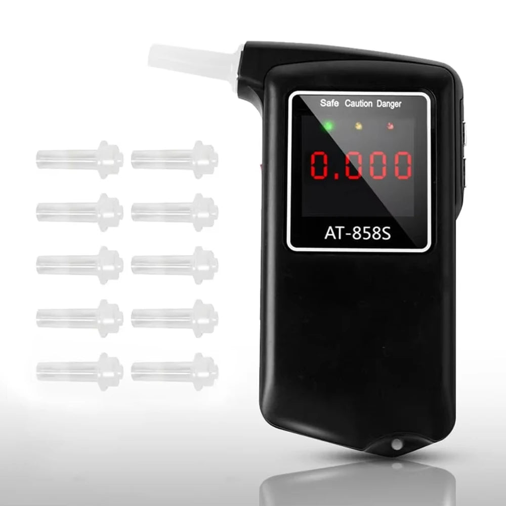 GREENWON High Accuracy Breath Alcohol Tester Breathalyzer AT858S Breathalyser Meter Free Extra 10Pieces Mouthpieces
