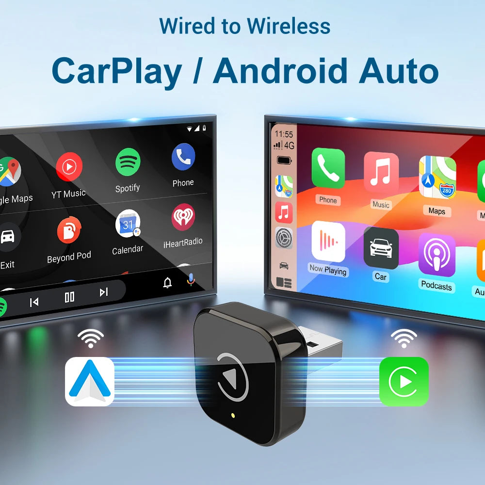 2026 Wireless Carplay Adapter Android Auto 2 in 1 Ai Box Plug & Play Car Dongle WIFI 5G BT4.2 Support Android iOS KOWANKIT