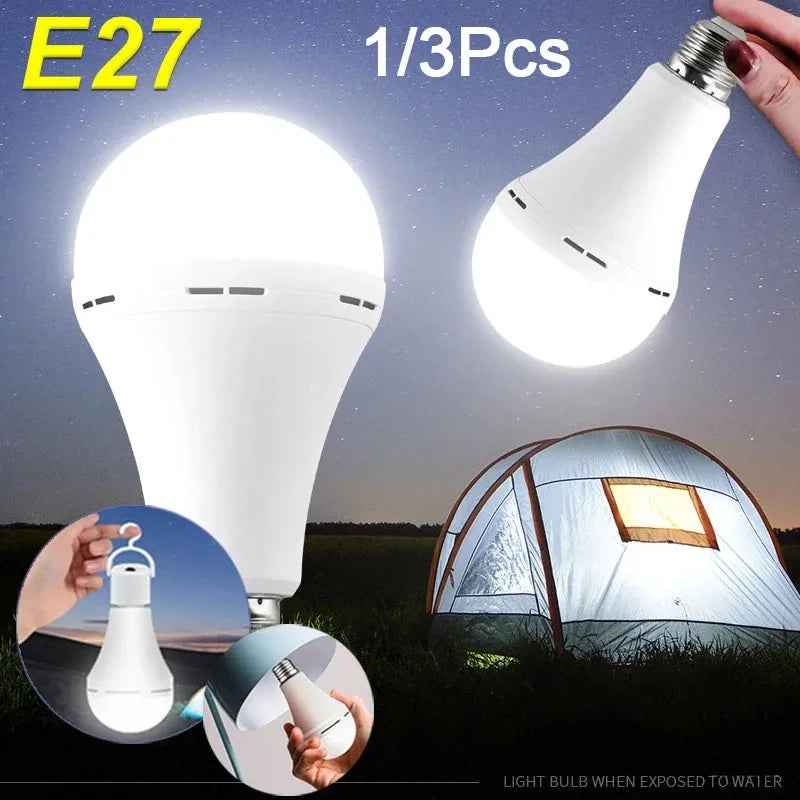 1/3 Pcs Rechargeable Bulb LED Outdoor Waterproof Emergency Light Portable Hanging Night Light Adjustable Camping Fishing Garden
