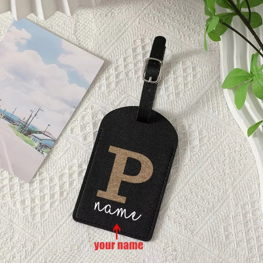 Personalized Simple A-Z Initial Custom Name Luggage Tag, Durable Creative Travel ID Card Holder, Ideal Travel Gift