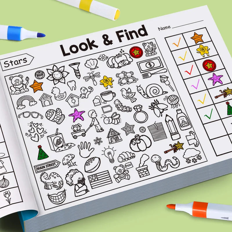 Children's Hidden Object Coloring Book Kids Find Items Coloring & Drawing Book Educational Flashcard, Handwriting Exercise Book
