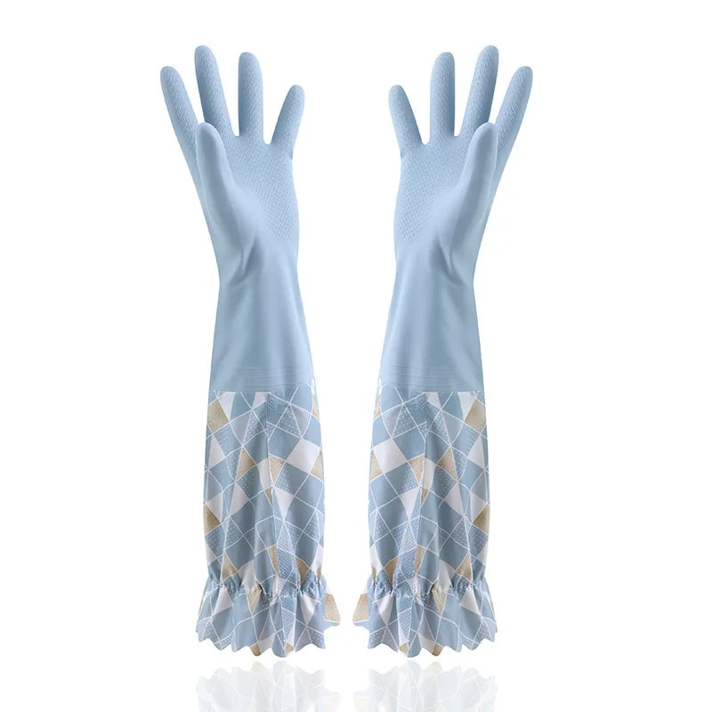 Household Cleaning Gloves Latex Rubber Reusable Kitchen Dishwashing Gloves Waterproof Non-Slip for Laundry Work Garden Pet Care