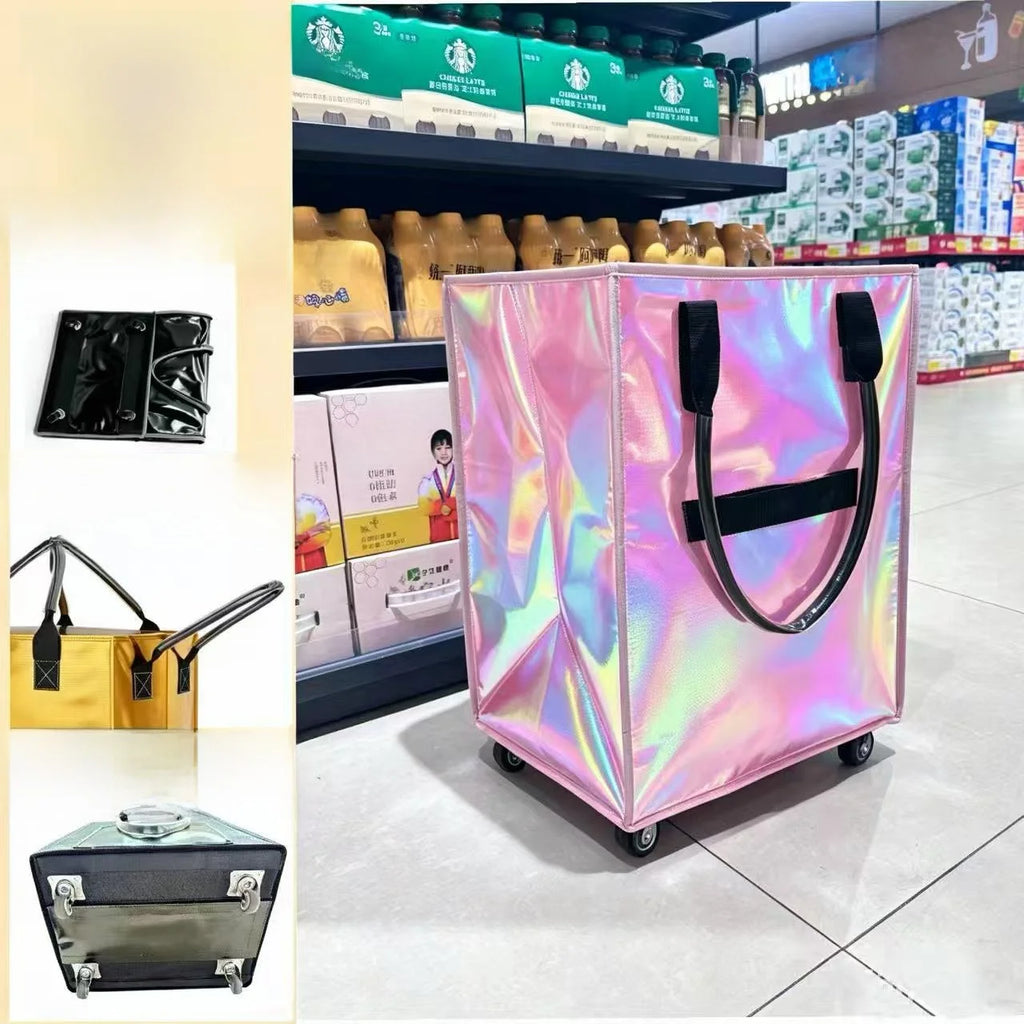 Hulken Detachable Travel Bag with Cover Silent Wheels Stackable Storage Portable Shopping Cart Large Capacity Foldable Shoppi...