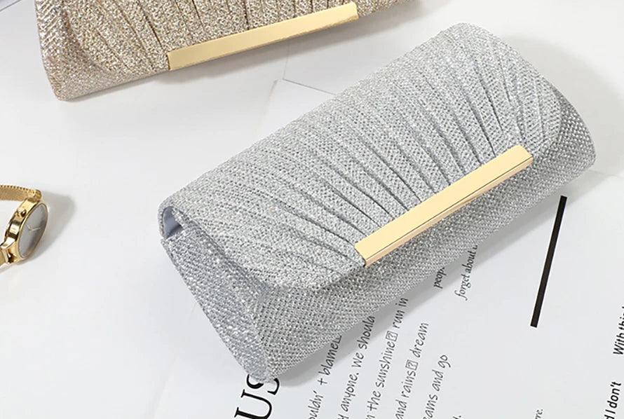 Women Evening Clutch Bag Female Crystal Day Clutch Wedding Purse Party Banquet Black Gold Silver Clutches Bag Sequin Shoulder
