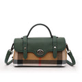 Aidrani  Classic plaid single shoulder crossbody bag, canvas patchwork cowhide mini bag