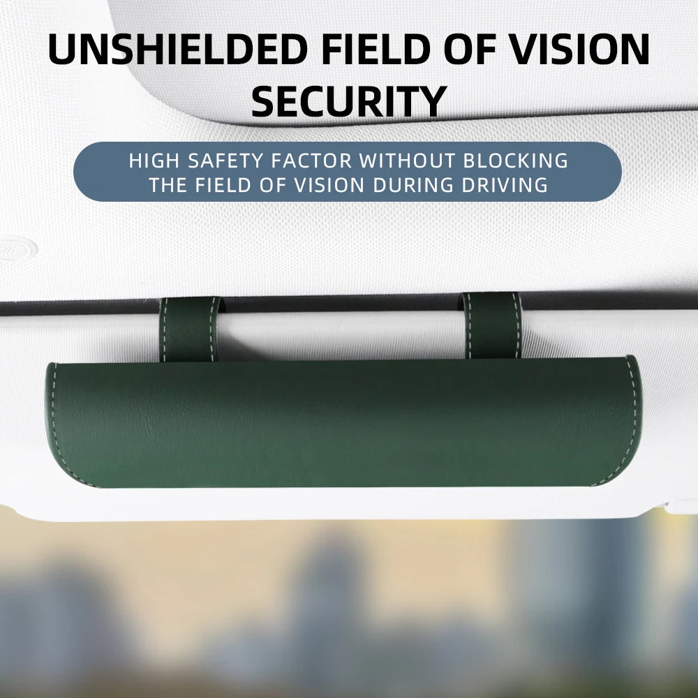 Car Visor Eyeglasses Clip Genuine Napa Grain Texture Universal Fit Sun Visor Mount Anti Slip Sunglasses Holder