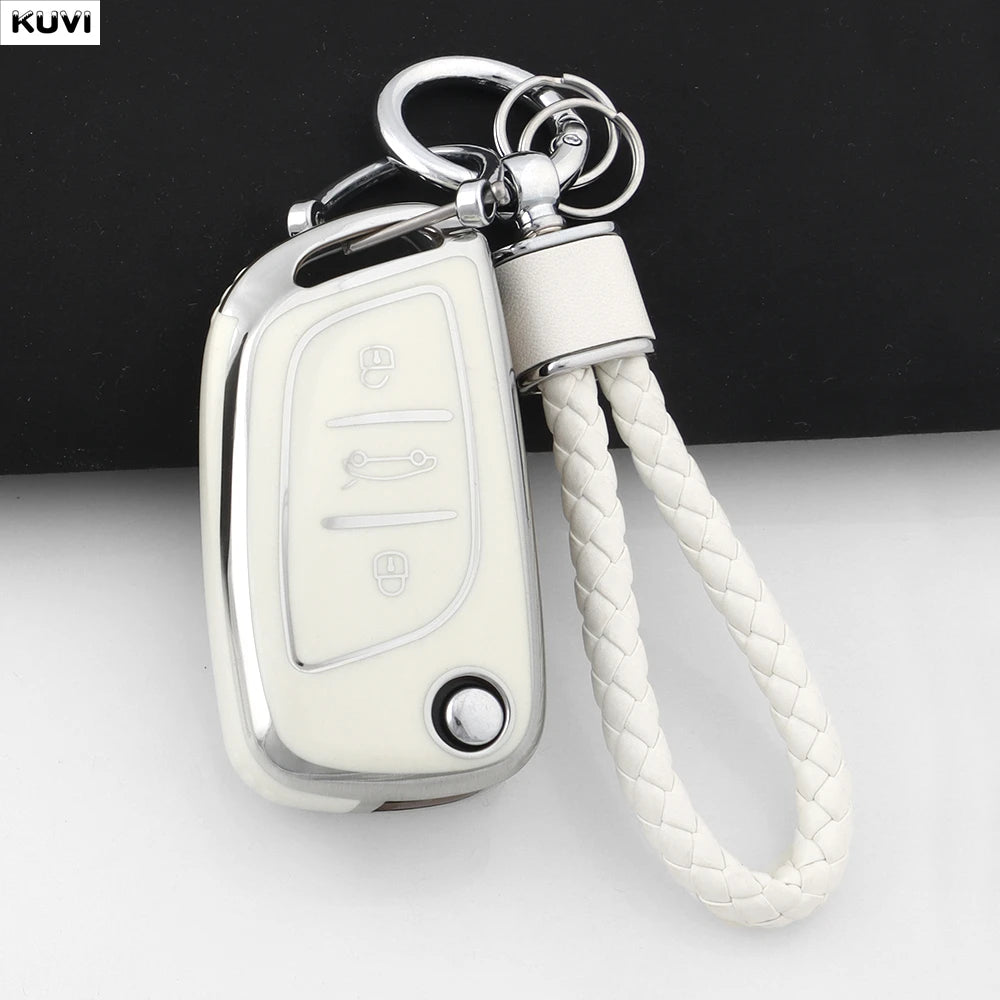 Fashion TPU Car Flip Key Case Cover Shell For Citroen C1 C2 C3 C4 C5 XSARA PICA For Peugeot 306 407 807 For DS DS3 DS4 DS5 DS6