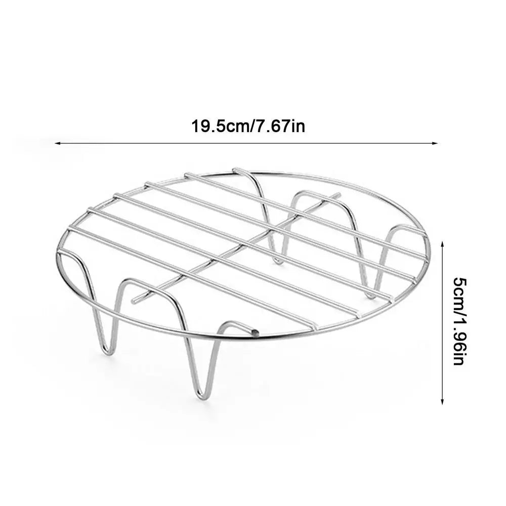 6/7/8 Inch Baking Air Fryer Rack Kitchen Grill Holder Air Fryer Accessories  Stainless Steel Baking Tray Round Barbecue Rack