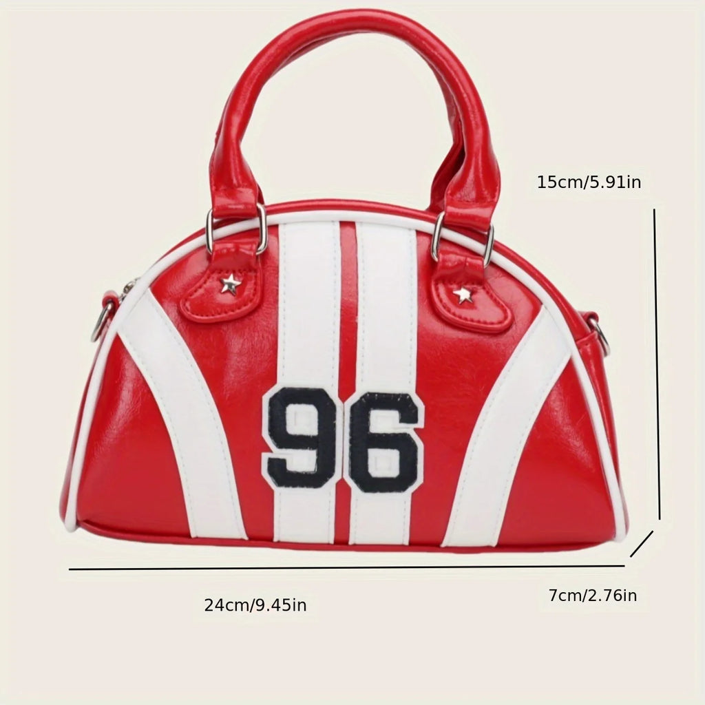 Sports style women's shoulder messenger bag contrast color campus style design sports bag bowling bag handbag