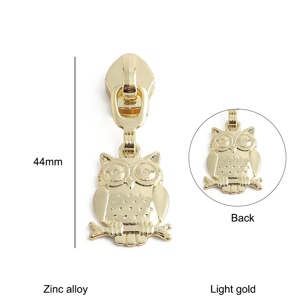 10/40/100PCS Owl/Dragonfly/Bee/Butterfly Shape 5# Nylon Zipper Sliders For Decorative Zipper Tab Bags Pocket Sewing Accessories