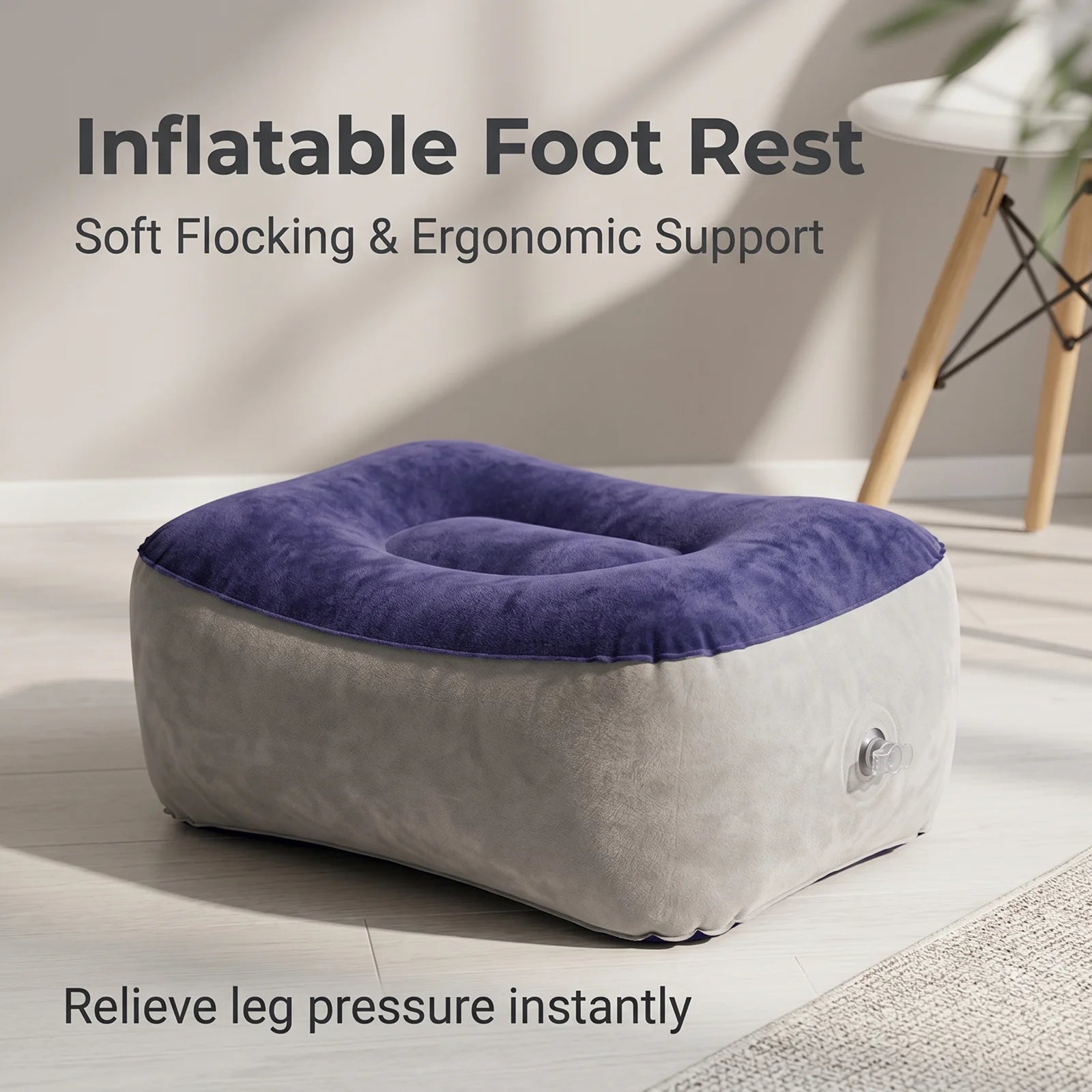 Inflatable PVC Footrest Pillow Air Cushion for Travel Office Home Leg up Relaxing Foot Rest under Desk Support