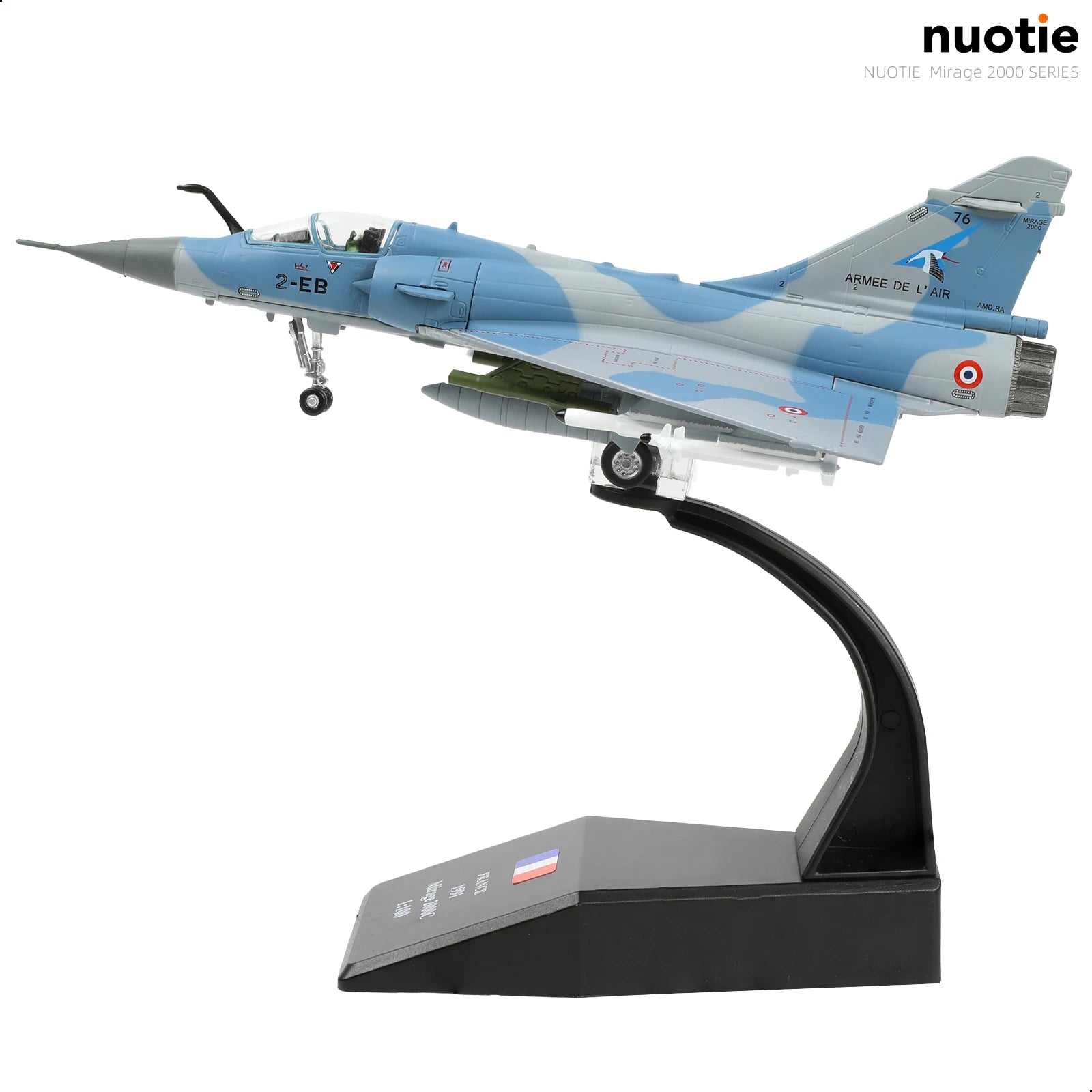 NUOTIE 1/100 Mirage 2000C-5F 2-EB French Air Force 3rd Stork Squadron Diecast Model with Bracket for Adult Collection & Gift