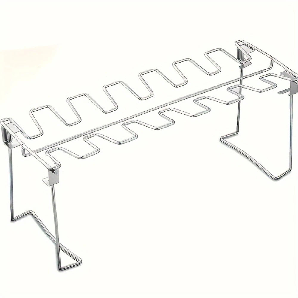 1pc Stainless Steel Chicken Leg & Wing Rack - Foldable Vertical Roaster Stand for BBQ, Smoker, Oven ,Picnics, Camping,Cooking
