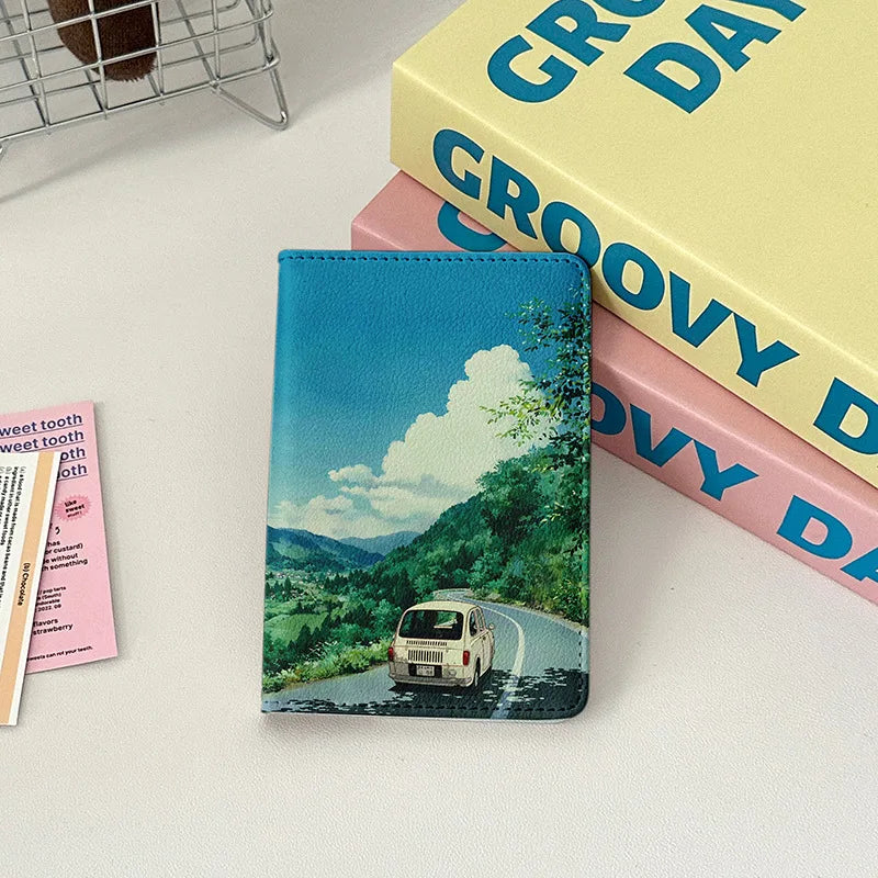Japanese Animated Passport Cover Passport Wallet Travel Essentials Women Air Ticket Credit Card Holder Passport Protective Case