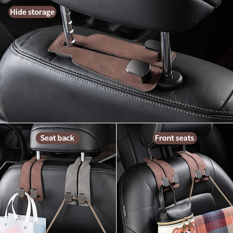 2 in 1 Car Hook For Car Rear Seat Back Hooks Headrest Hanger Clip Universal Double Hooks