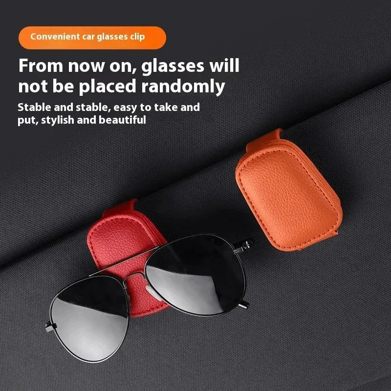 Sunglasses Holder Is Suitable for Car Sun shades Magnetic Leather Sunglasses Clip and Ticket Clip Car Sunshade Accessories