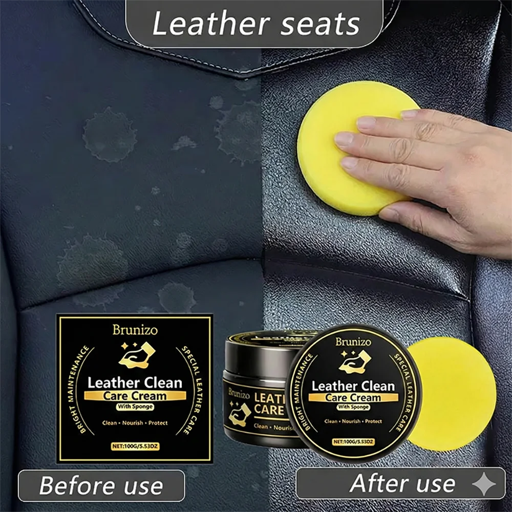 Multifunctional Leather Care Oil,Deep Cleansing Paste Remove Stains Grease for Car Seat Sofa Bag Shoes Jacket Polishing