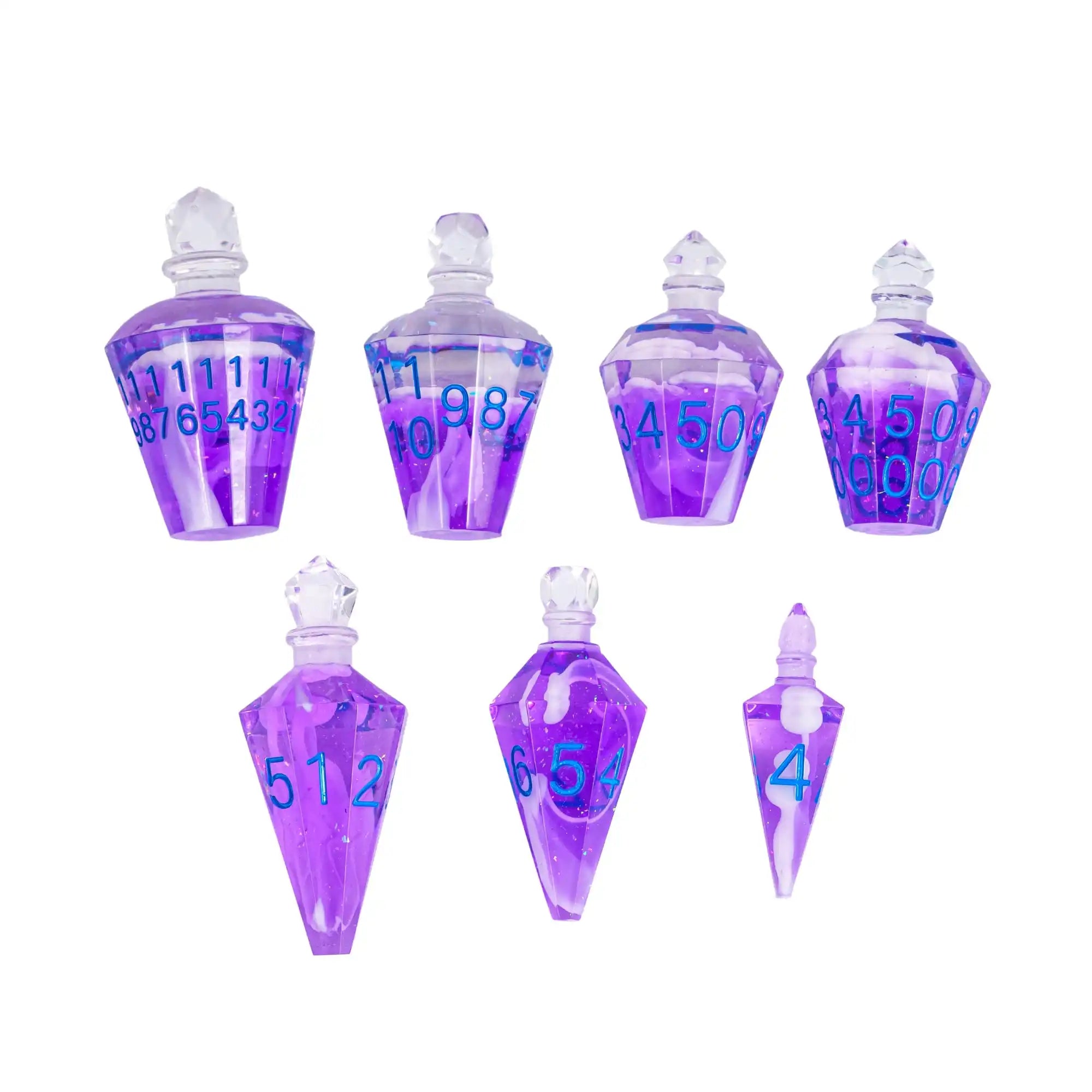 7 Potion Bottles Sharp Edges Dice DND New Style Polyhedral Dice Set Handcrafted D4-D20 for Role Playing Game Board Games TRPG