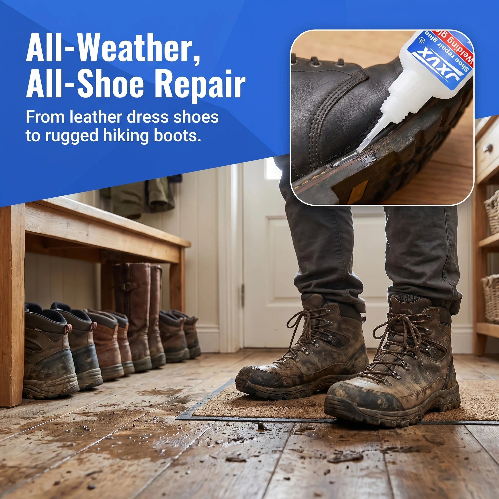 4 bottles of 50g quick-drying shoe adhesive (instant glue), high-strength, for repairing cracks and delamination in shoes