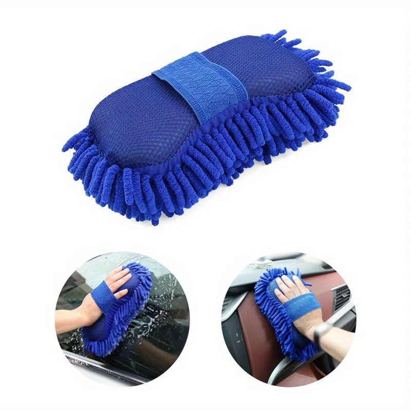 1/2pcsMicrofiber Car Cleaning Sponge  Tool for Auto, Home, and Motorcycle - Gentle on Surfaces, Removes Dirt and Grime with Ease