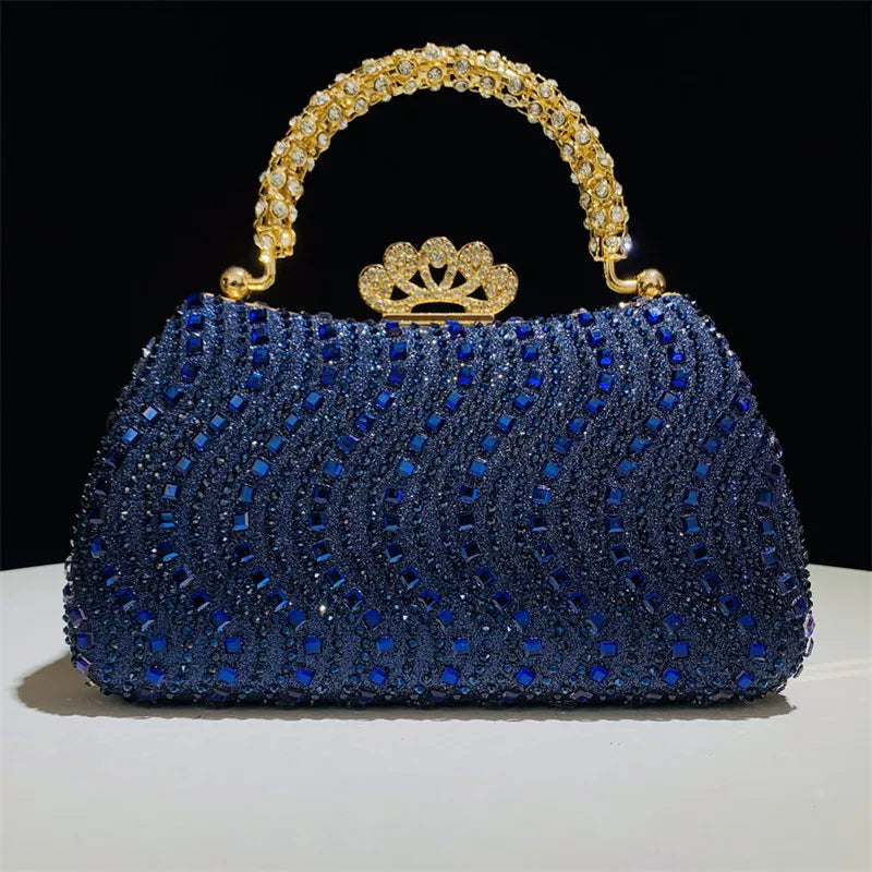 2025 Luxury Full Diamonds Evening Clutch Bag New Fashion Rhinestone Design High End Party Handbags Lady Trendy Shoulder Bag