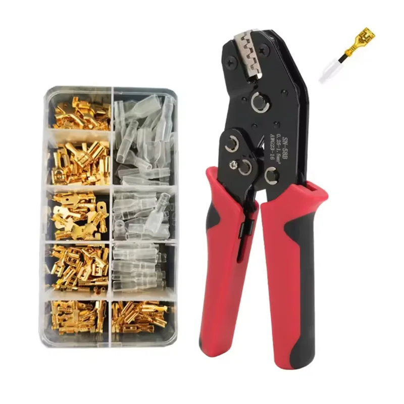 Ratchet Crimping Tool SN-58B Crimp Pliers XH2.54/DuPont2.54/2.8/4.8/6.3/uninsulated/ferrule JST terminals 0.5-1.5mm ²/ AWG23-16