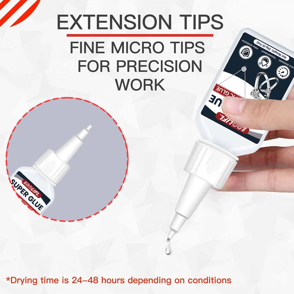 LOOLIFL 20g Jewelry Super Glue - Clear Strong Adhesive for Rings, Necklaces, Earrings & DIY Crafts, Quick Bonding Repair 1-5pcs