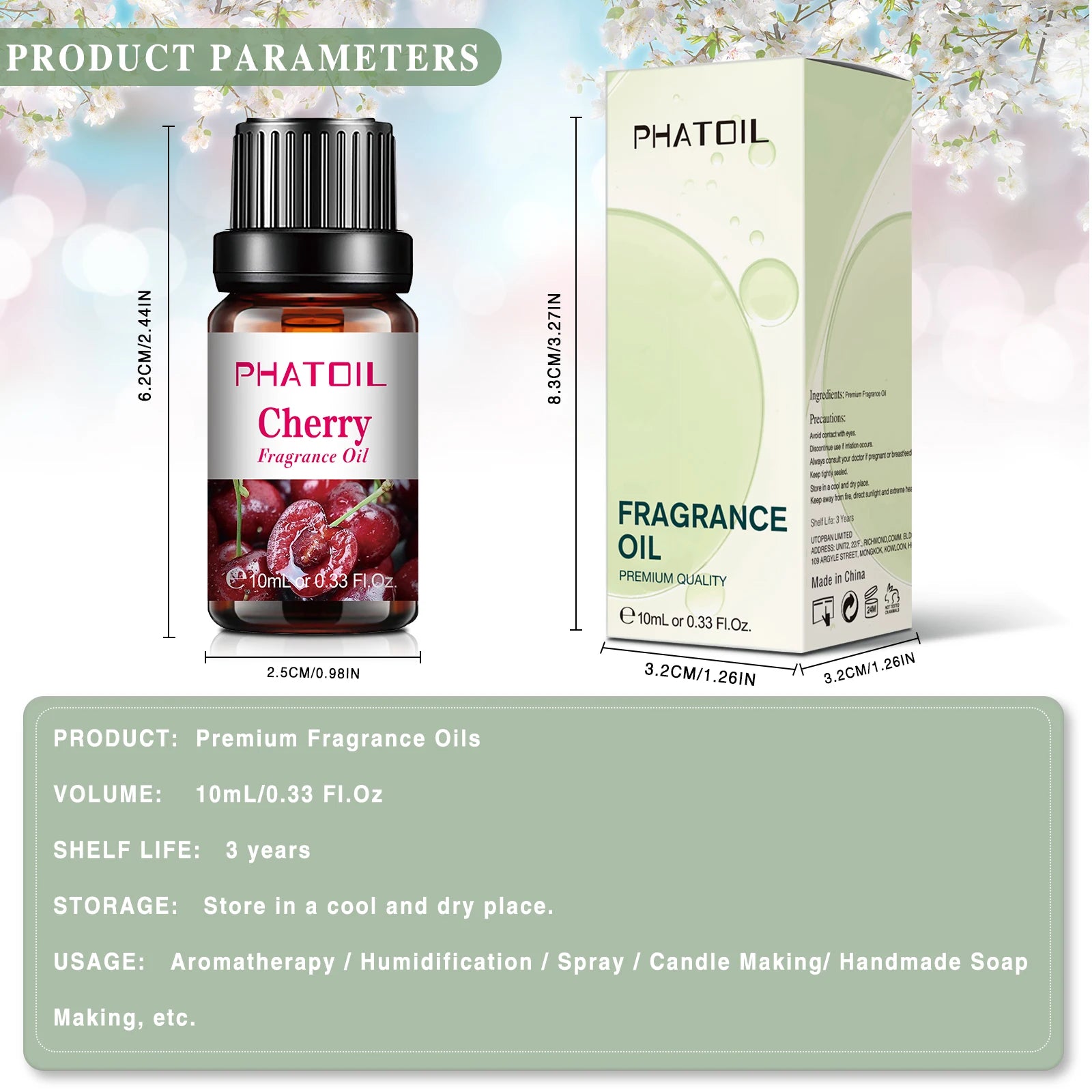 PHATOIL 1/2/6/10pcs 10ml Fruity Fragrance Oil For Aromatherapy Cherry Apple Strawberry Mango Coconut Lemon Fragrance Aroma Oils