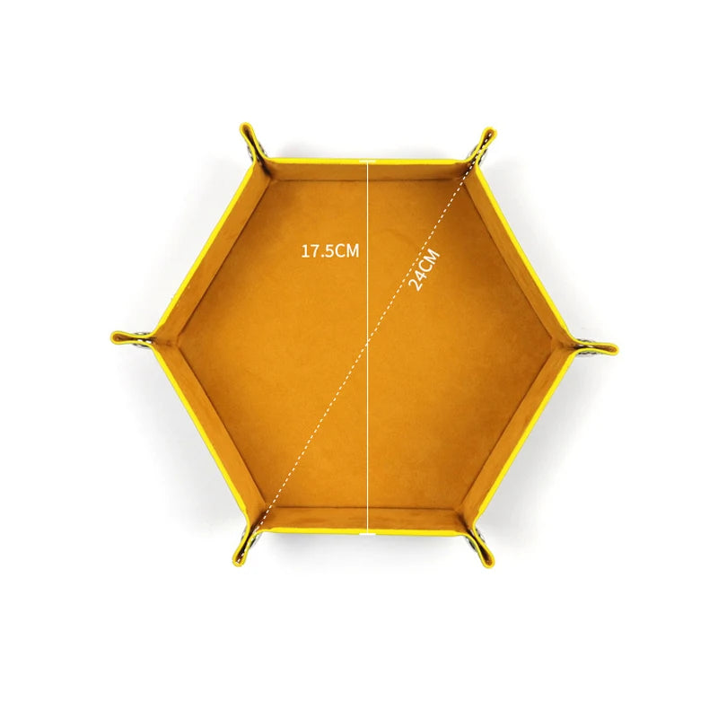 18Colors Foldable Dice Tray PU Leather Flannel Hexagonal Dice Rolling Plate Table Game Office Sundries Key Portable Storage Box