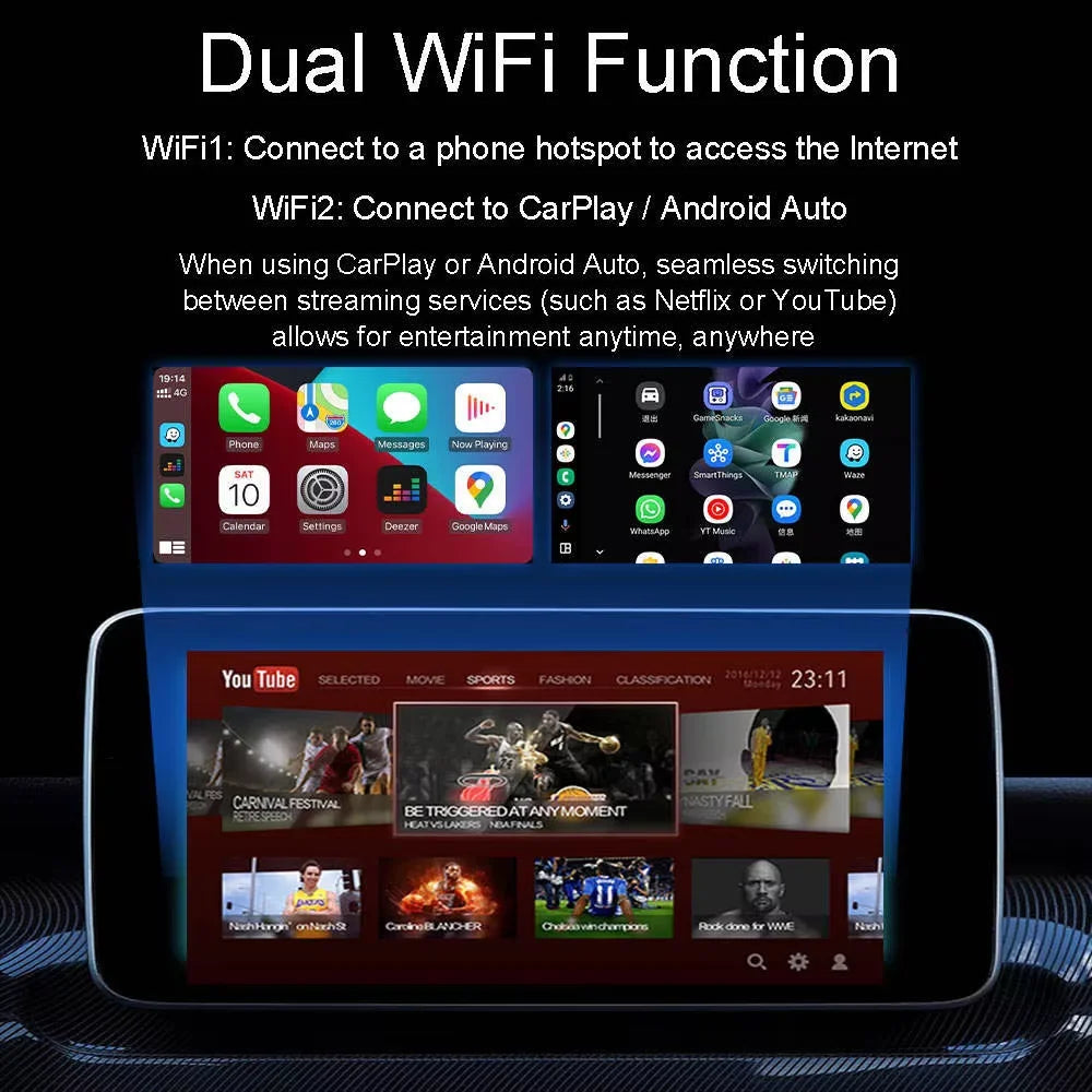 SKILLDRIVE 2026 3in1 Wireless CarPlay Adapter Android Auto Convertion Box Wireless Apple Carplay Built-in Netflix YouTube