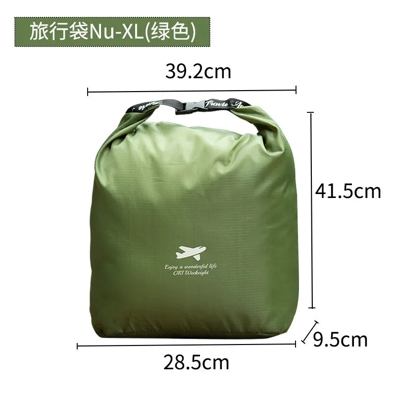 Roll Top Travel Storage Bags 420D Oxford Waterproof Stuff Sacks for Camping Hiking Gear Dirt Proof Packing Pouches Clear Green
