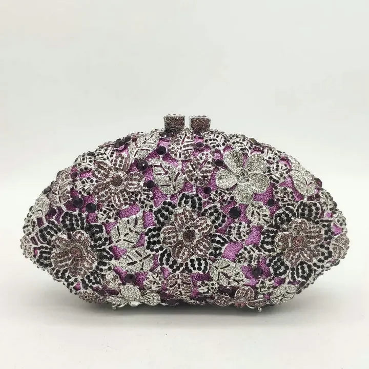 Boutique De FGG (in stock) Dazzling Flower Crystal Clutch Evening Purse Bag Women Formal Dinner Handbag Wedding Bridal Purse