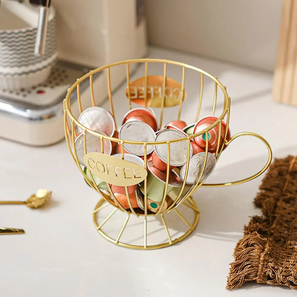 Metal Coffee Capsule Holder Large Capacity Cup Coffee Pod Organizer for Coffee Shop Bar Display Kitchen Storage Accessories