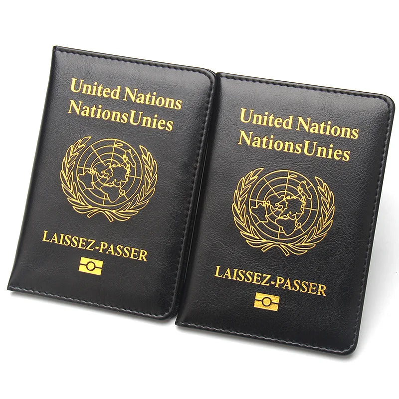 United Nations Laissez-Passer Passport Cover PU Leather Protector Case UN Logo Travel Wallet