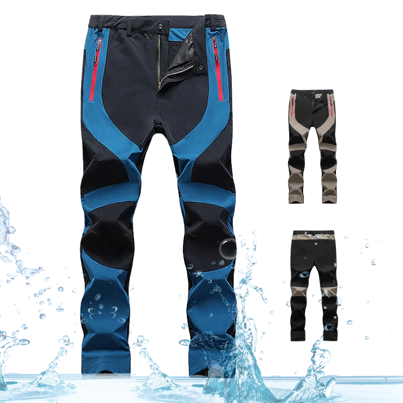 Outdoor Quick Drying Pants For Men Sports Breathable Spring Hiking Pants Elastic Casual Camping Fishing Trousers Splicing Colors