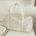 Cotton Quilted Duffle Bag with Zipper Travel Bag Floral Print Tote Bag for Women Weekend Travel Shopping