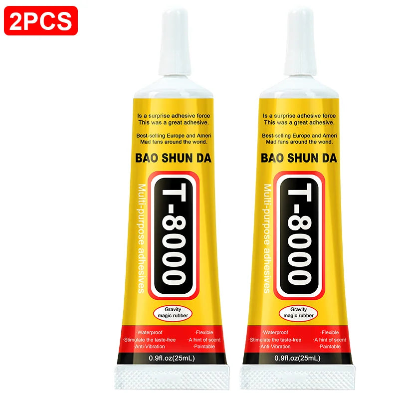 JXVX T8000 transparent touch adhesive is the tip application of DIY jewelry plastic glass for mobile phone electronic components.