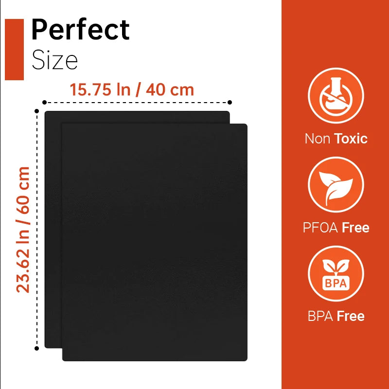 Copper Grill Mats for Outdoor Grill 60*40cm Cooking Grill Sheet Heat Resistance Kitchen BBQ Tool Reusable Easy to Clean Barbecue