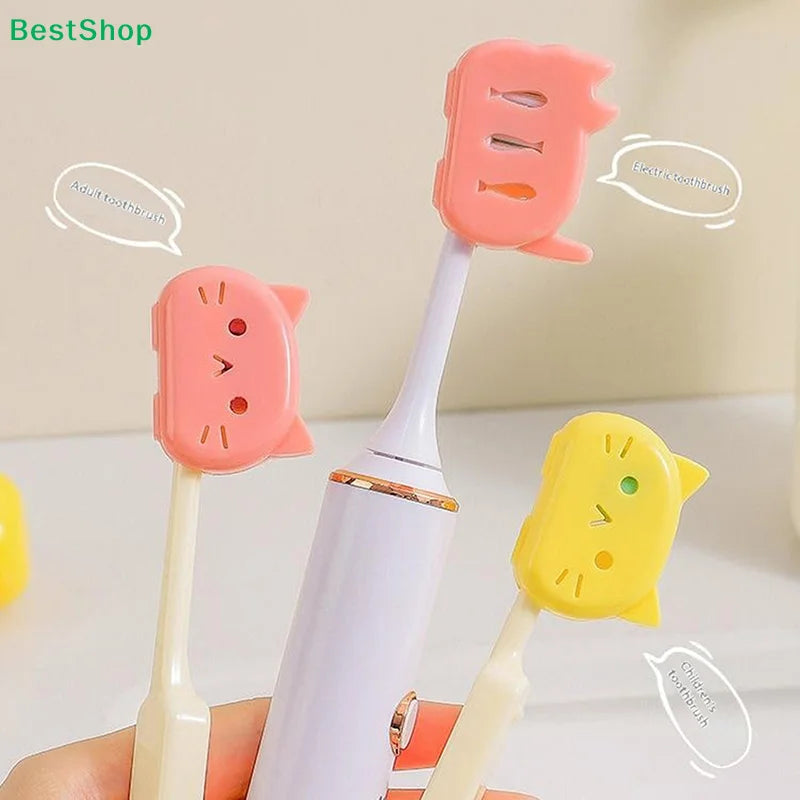 〔R〕Cartoon Cat Toothbrush Head Cover - Dustproof & Breathable Travel Case for Toothbrush Protection