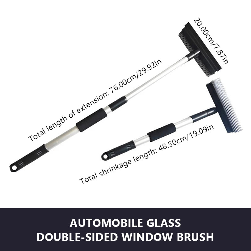 SEAMETAL 1pc Squeegee Car Window Cleaner 2 in 1 Retractable Pole Cleaning Window Brush Glass Squeegee for Car Cleaning Tools