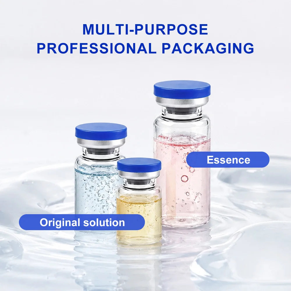 3/5/7/10ml Glass Vials for Injections,Thickened Sterile Empty Vials Sealed with Rubber Stopper for Injections with Sealed Cap