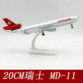20CM Scale Plane Alloy Swiss Airlines MD-11 Airplane Model Classic Finished Static Collectible Aircraft Ornament Gift Display
