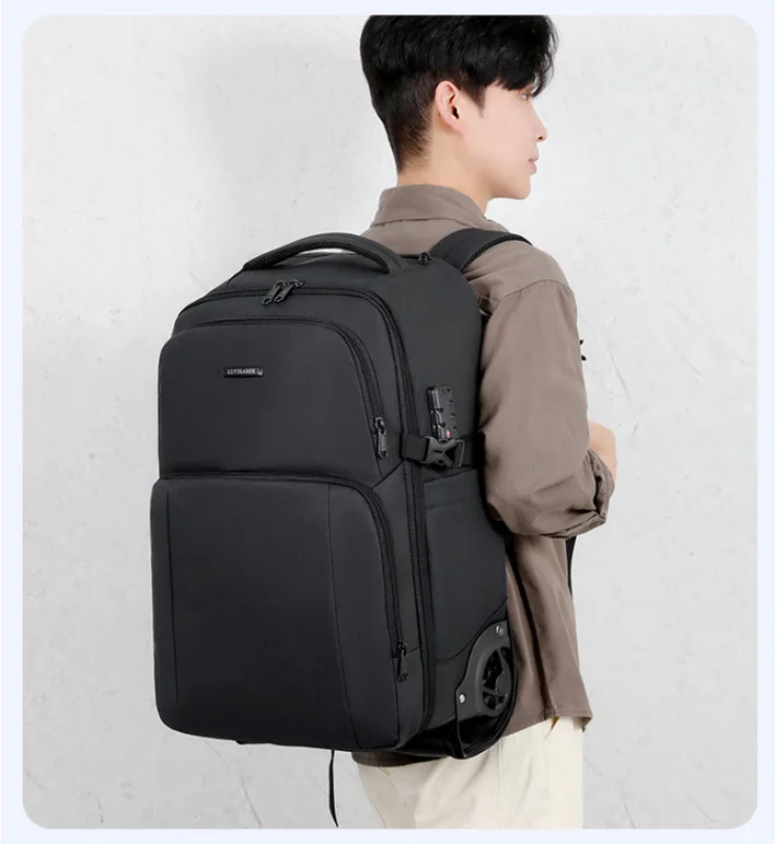 2025 Men Oxford Waterproof Rolling Backpack Men Business Travel Trolley Bags Men Carry-On Hand Luggage backpack for Men Rolling